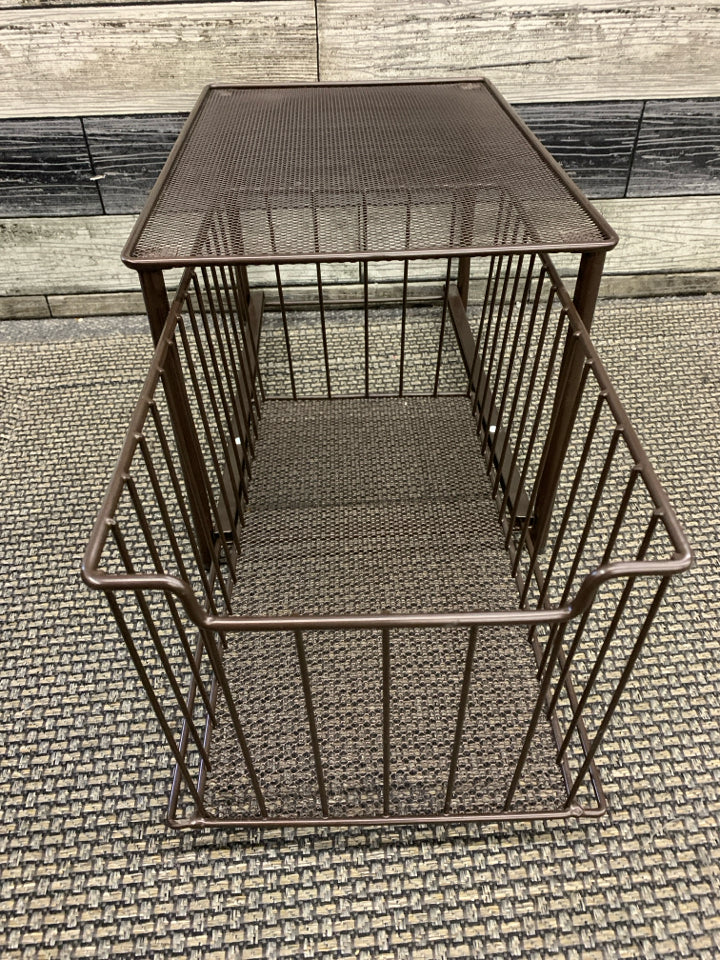 BROWN WIRE ORGANIZER PULL-OUT BIN STACKABLE.