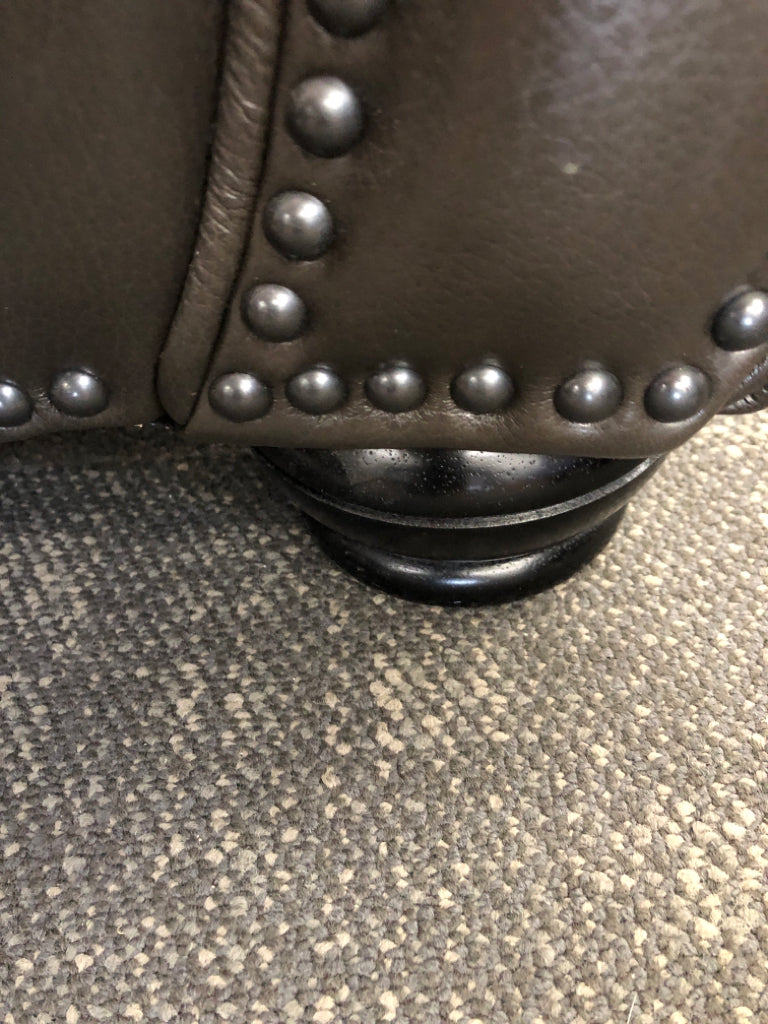 LEATHER LOUNGE CHAIR + OTTOMAN.