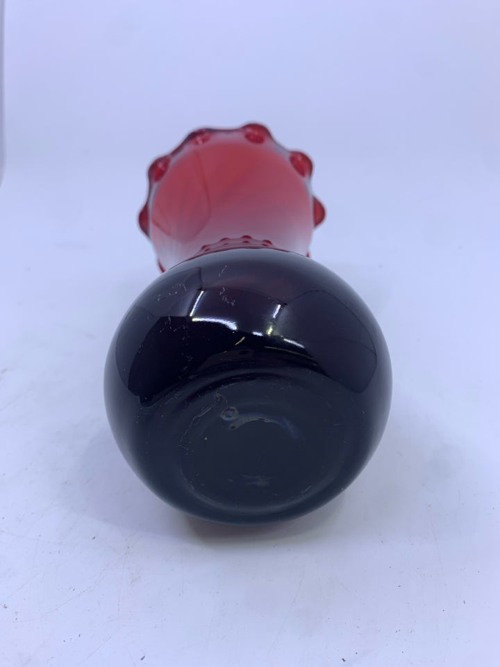 CRANBERRY GLASS VASE.