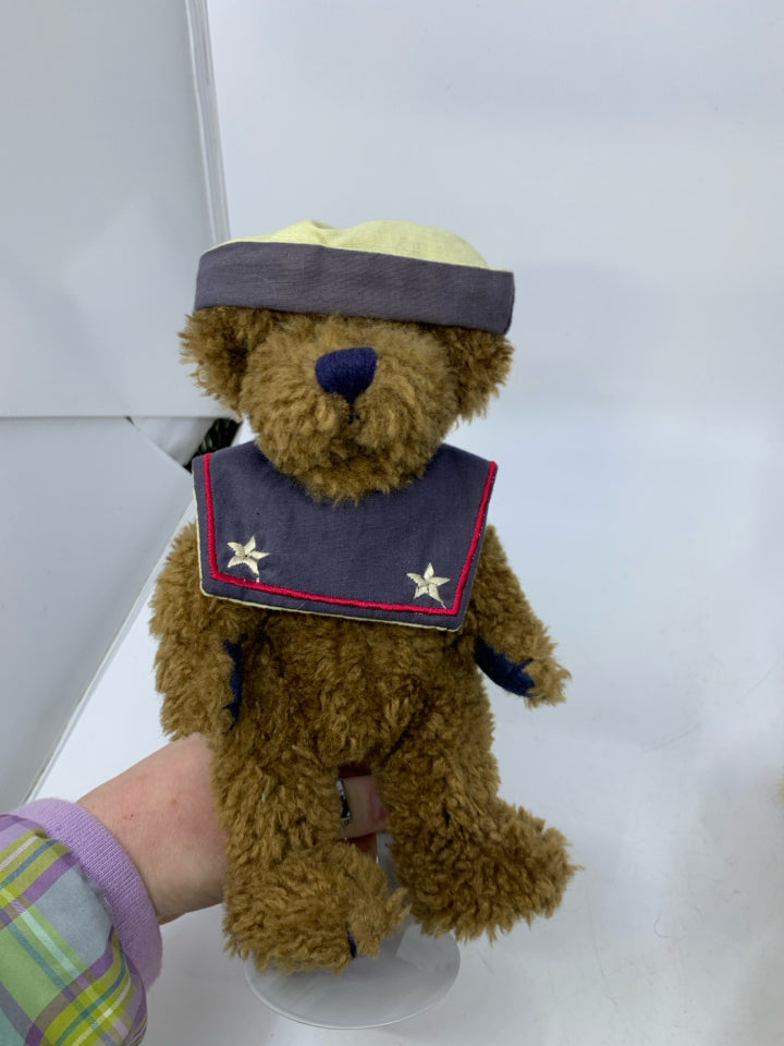 SHAG BROWN BEAR W/ NAUTICAL BIB & STAND BOYDS BEAR.