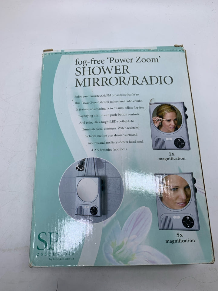 NIB FOG FREE SHOWER MIRROR/ RADIO.