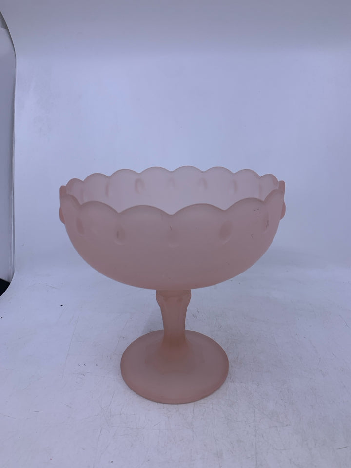 PINK FROSTED CENTERPIECE BOWL SCALLOP EDGE.