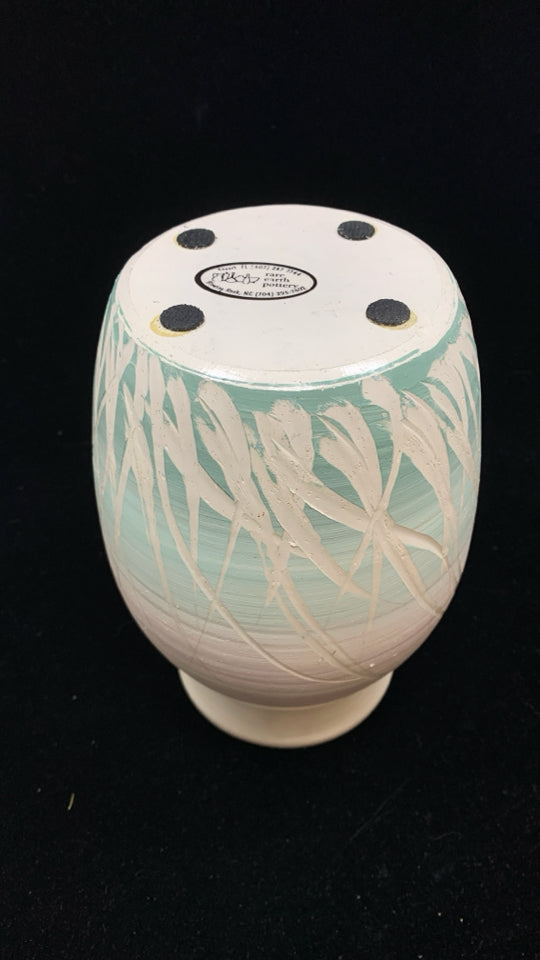 PASTEL ETCHED POTTERY VASE.