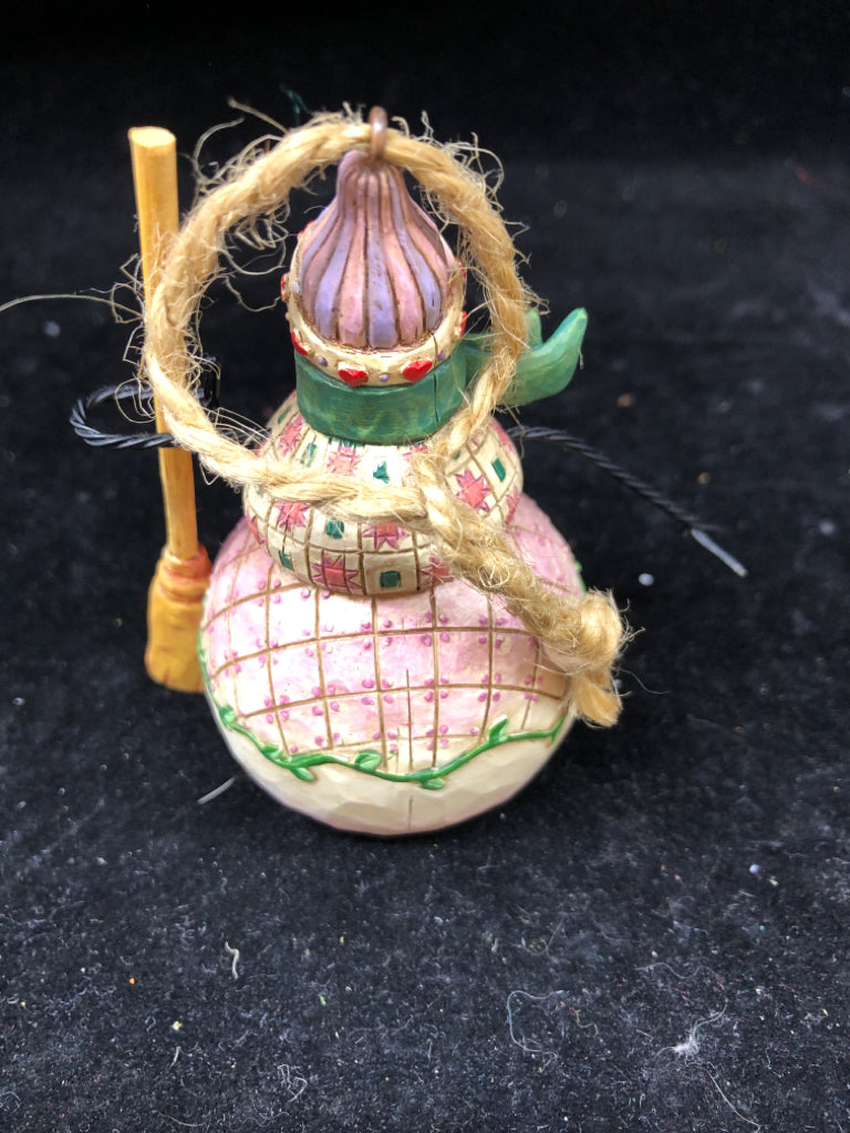 JIM SHORE SNOWMAN HOLDING BROOM.