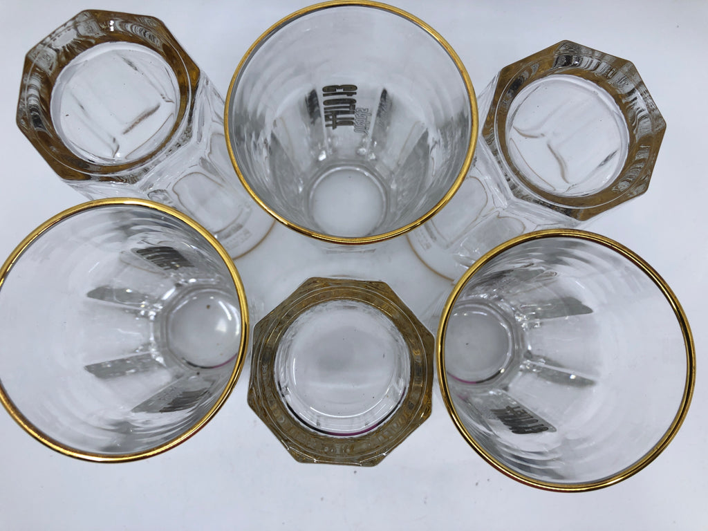 6 PLATO 13 GLASS W/ GOLD RIM.