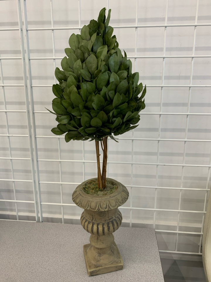 FAUX GREENERY TREE IN RESIN URN.
