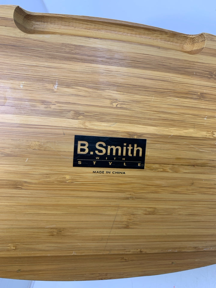 OVAL CHEESE BOARD W/ WHITE STONE TOP DRAWER W/ KNIFES.