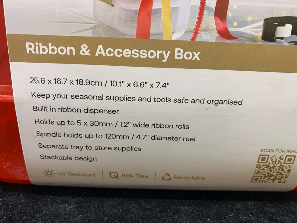 NIP RIBBON & ACCESSORY RED PLASTIC STORAGE.