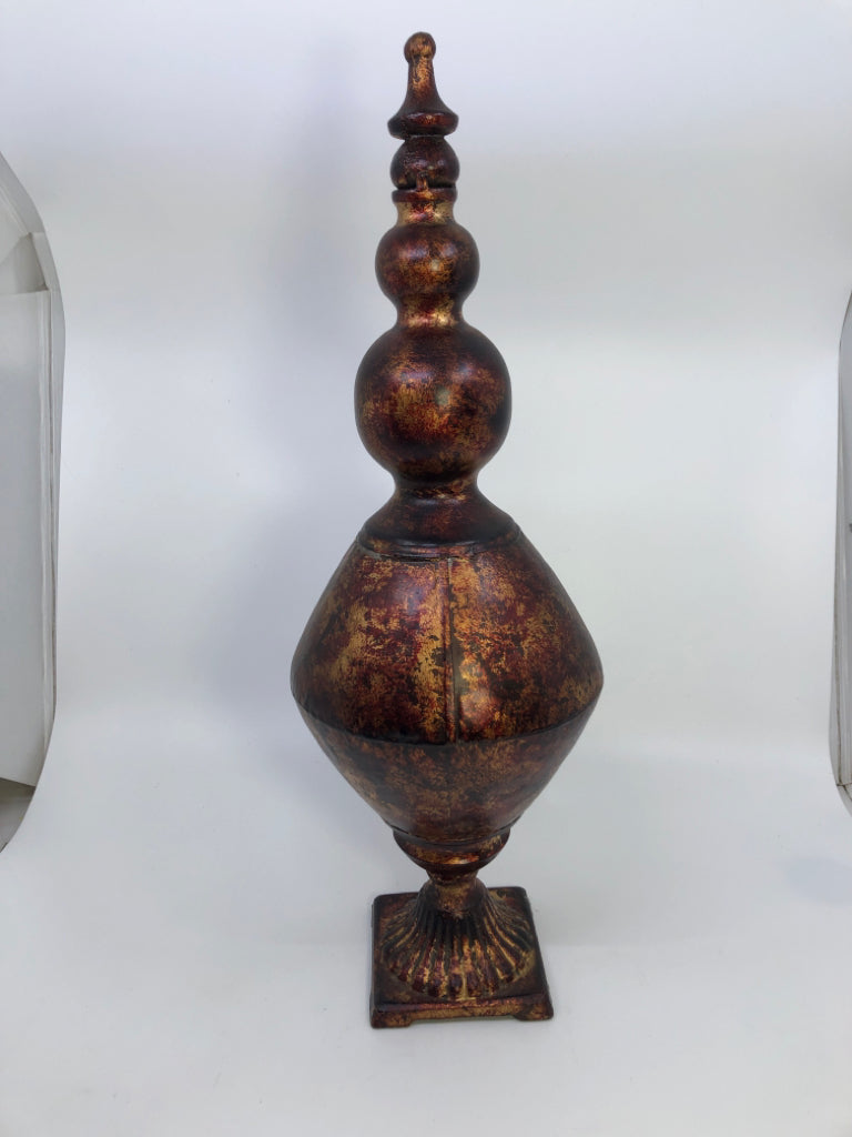 RED PAINTED METAL FINIAL.