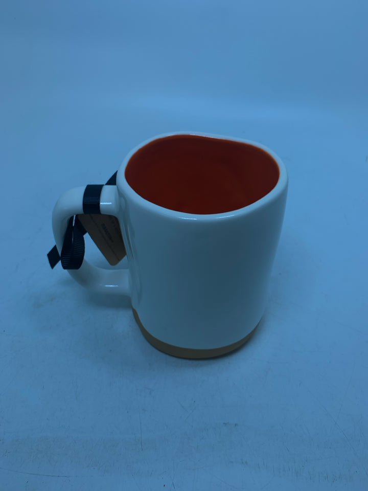 NWT BIRDS OF A FEATHER ORANGE INTERIOR MUG.