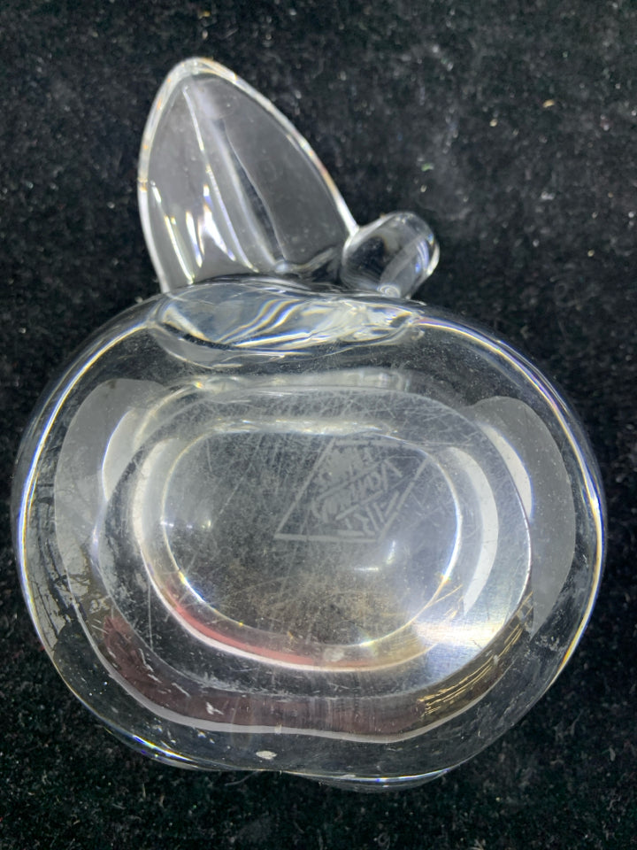 CLEAR GLASS APPLE BOWL.