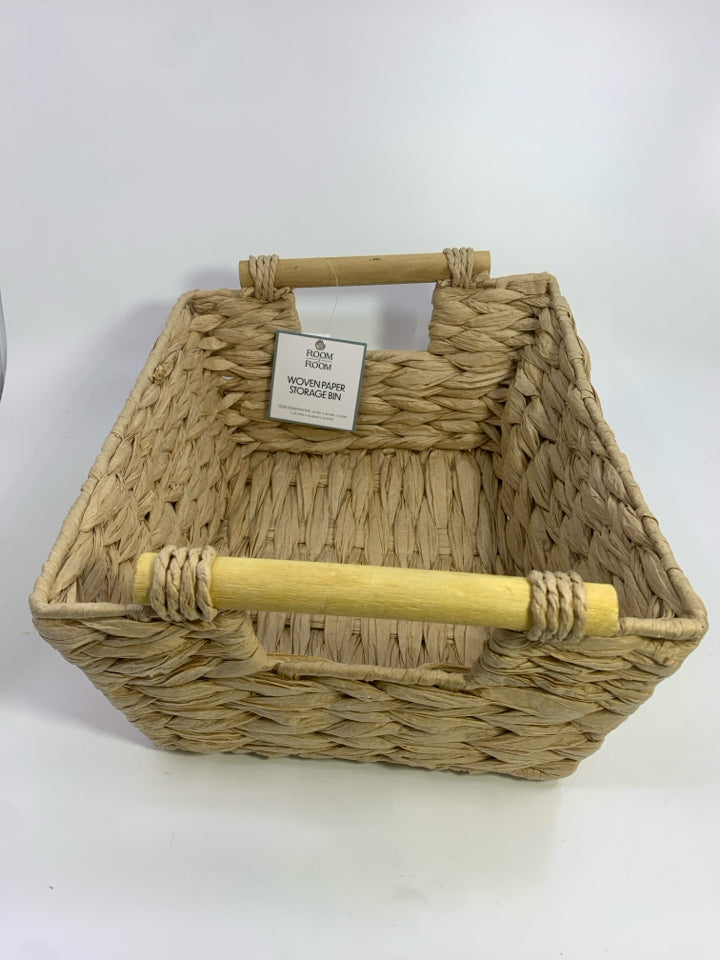 NWT WOVEN PAPER STORAGE BIN.