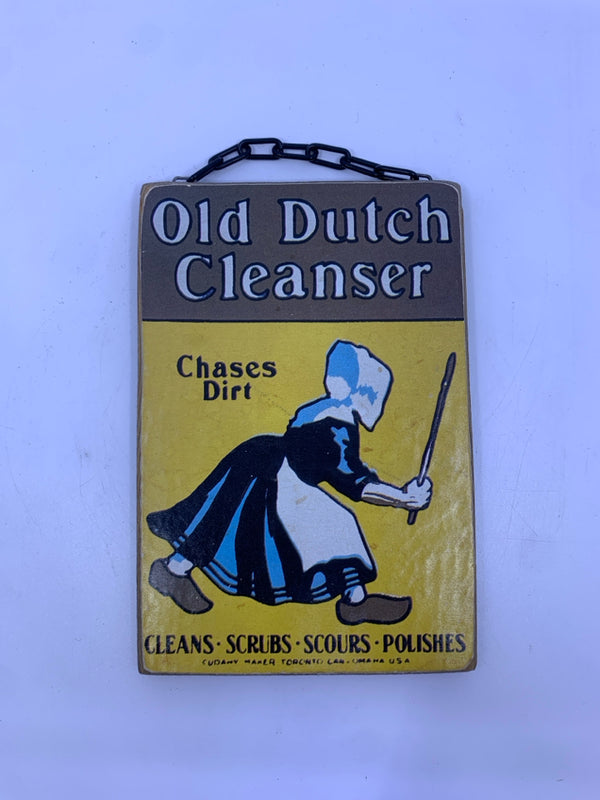 "OLD DUTCH CLEANSER" YELLOW WALL HANGING.
