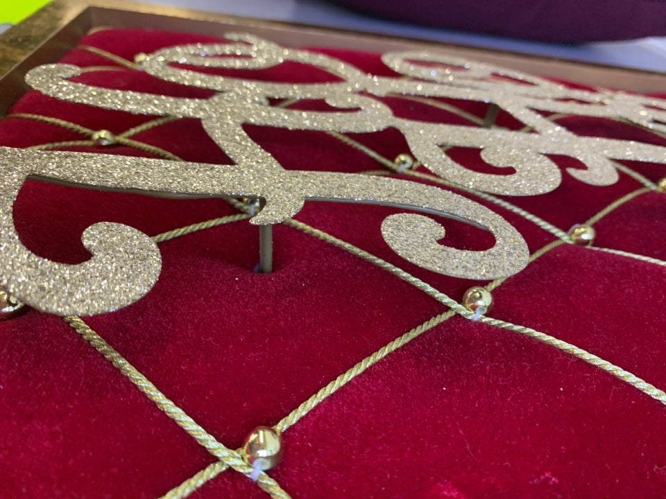 GOLD AND RED PLUSH HOHOHO WALL DECOR.