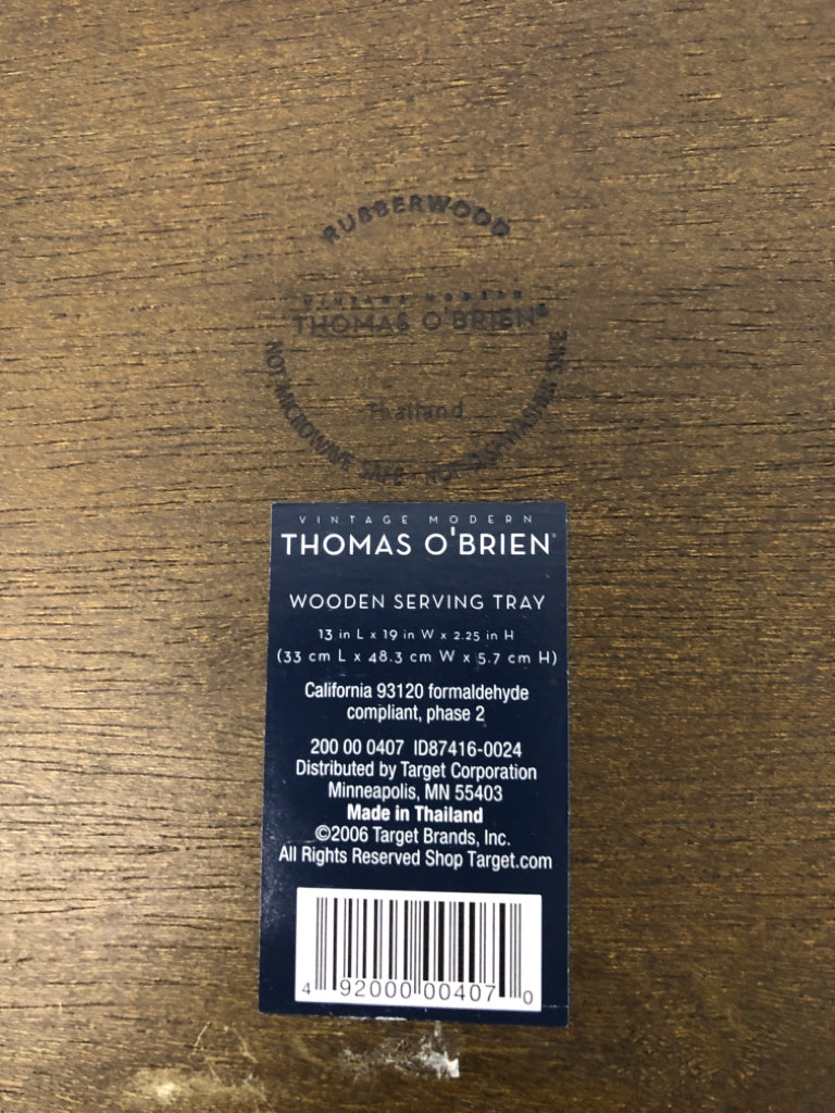 RECTANGLE WOOD SERVING TRAY THOMAS O'BRIEN.