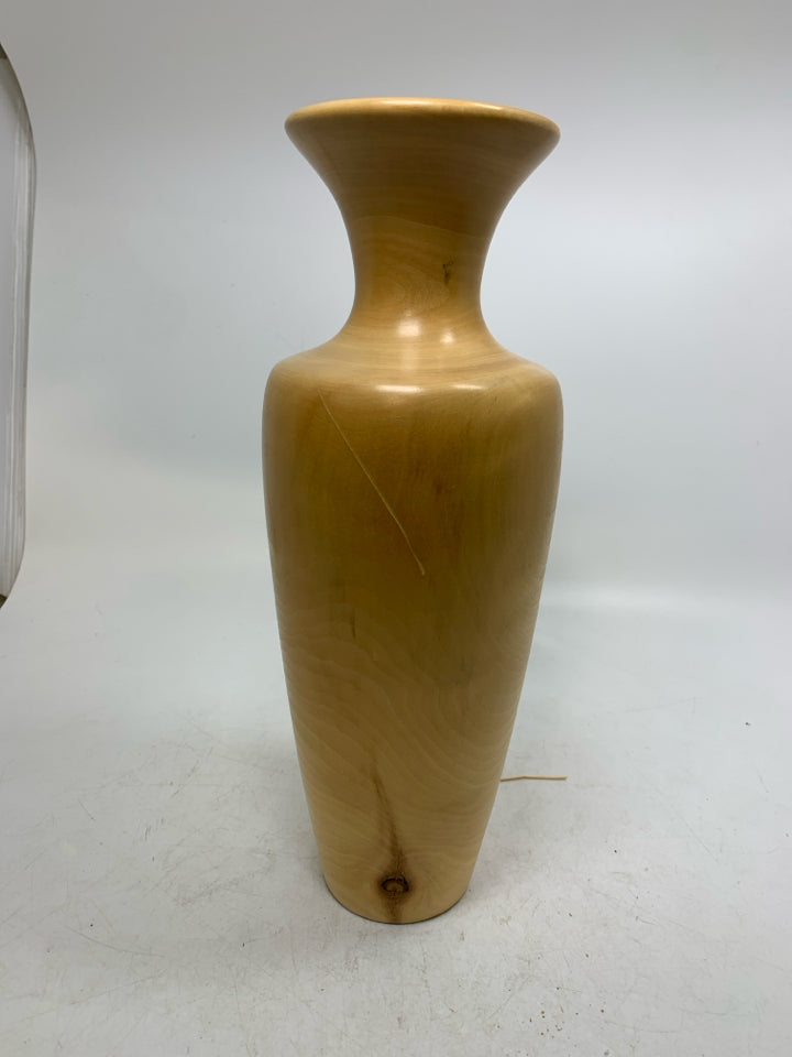 HANDCRAFTED WOOD VASE W/ GLASS INSERT SPINNING ASPEN STUDIOS.