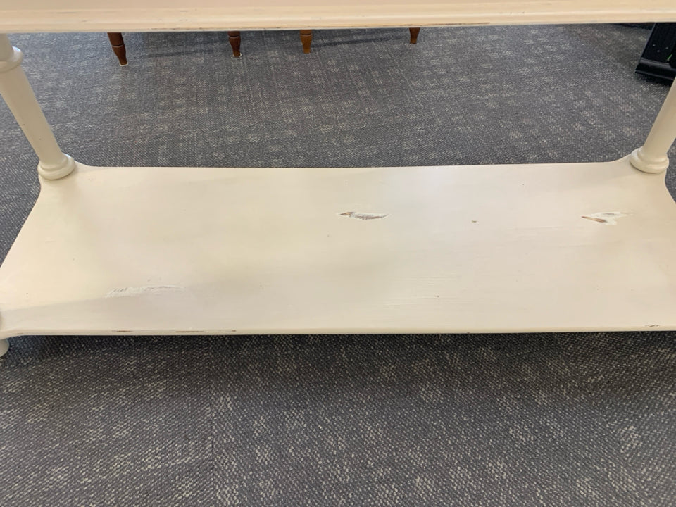VTG CREAM DISTRESSED CONSOLE/ SOFA TABLE.