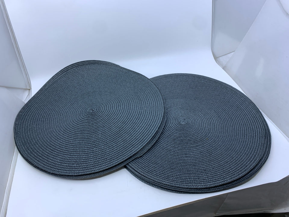 8 DARK GREY ROUND PLACEMATS.