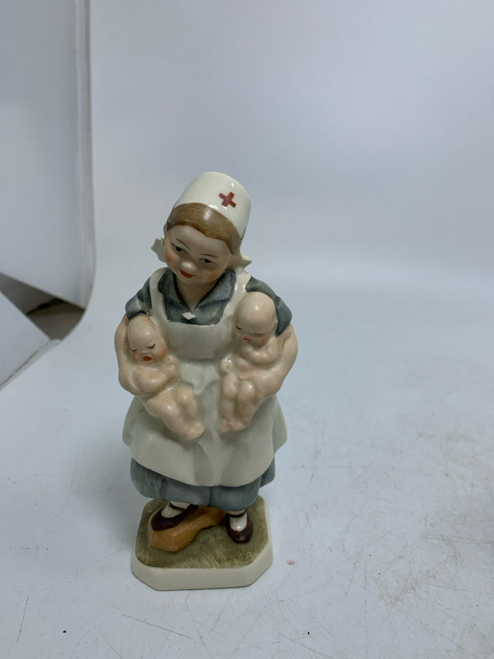 VTG FRIEDEL GERMAN NURSE HOLDING 2 BABIES.