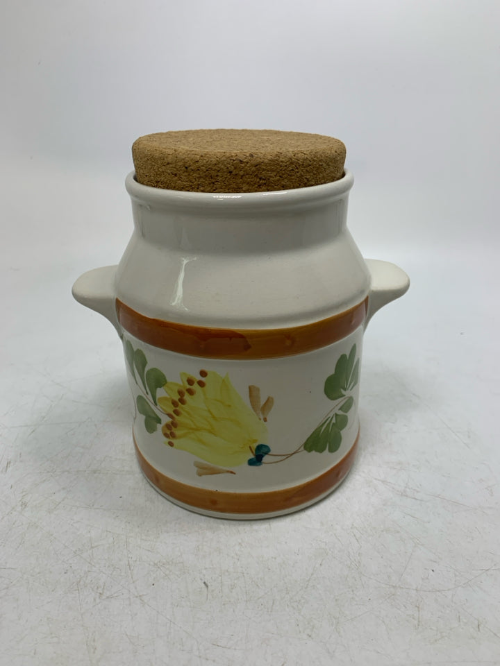FLORAL CANISTER W/ CONVERSIONS CORK LID.