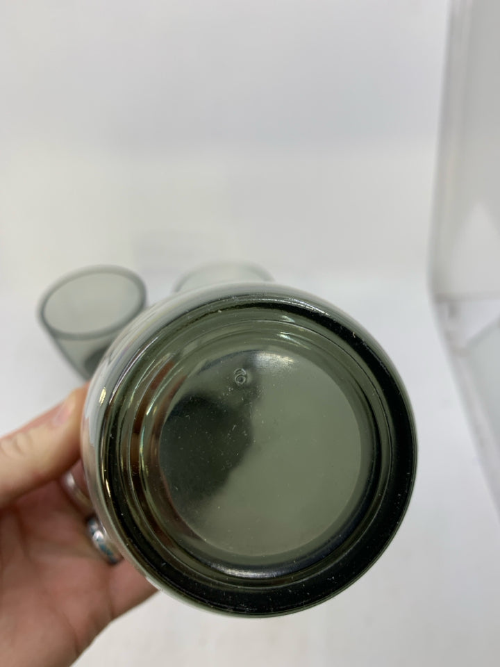 4 SMOKEY GREY SHORT GLASSES.