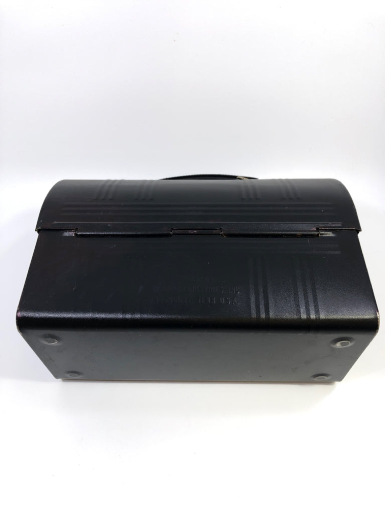 VTG BLACK METAL DOME BOX ALADDIN INDUSTRIES.
