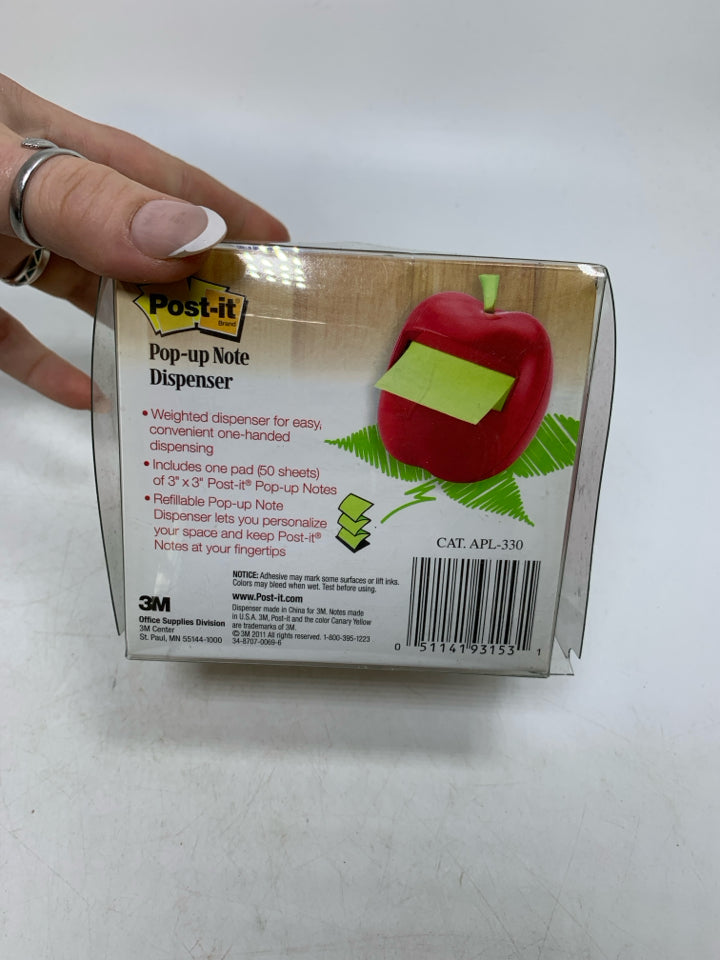 NIP POST IT POP UP DISPENSER WEIGHTED RED APPLE.