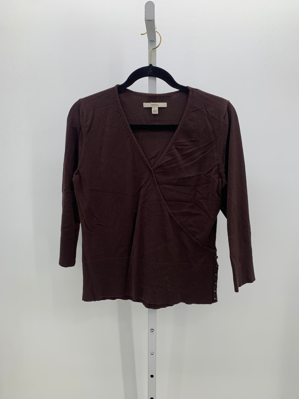 Merona Size Large Misses 3/4 Sleeve Sweater