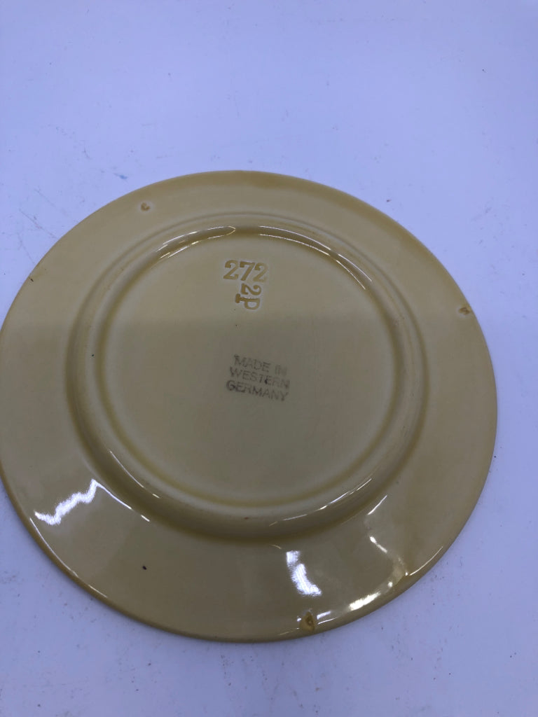 3 PC BEEHIVE HONEY POT W/ PLATE/SPOON MADE IN GERMANY.