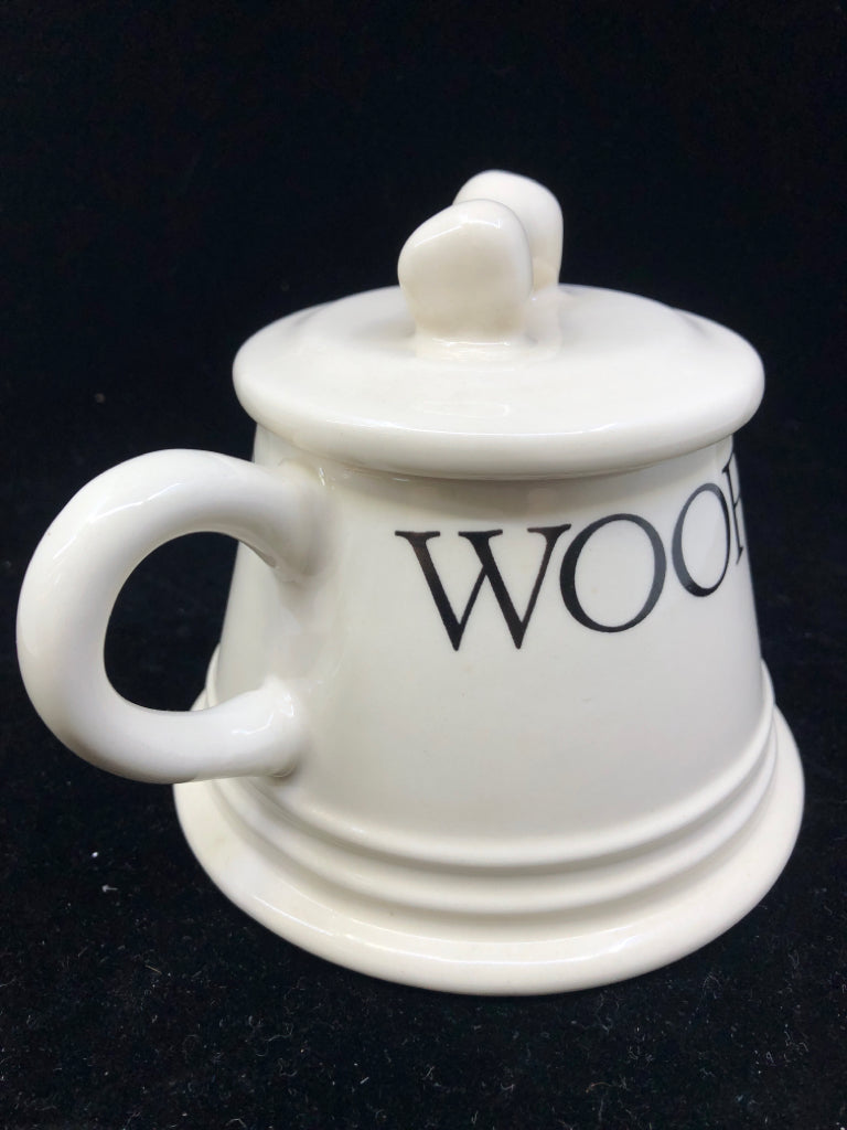 CREAM DOG MUG W LID.