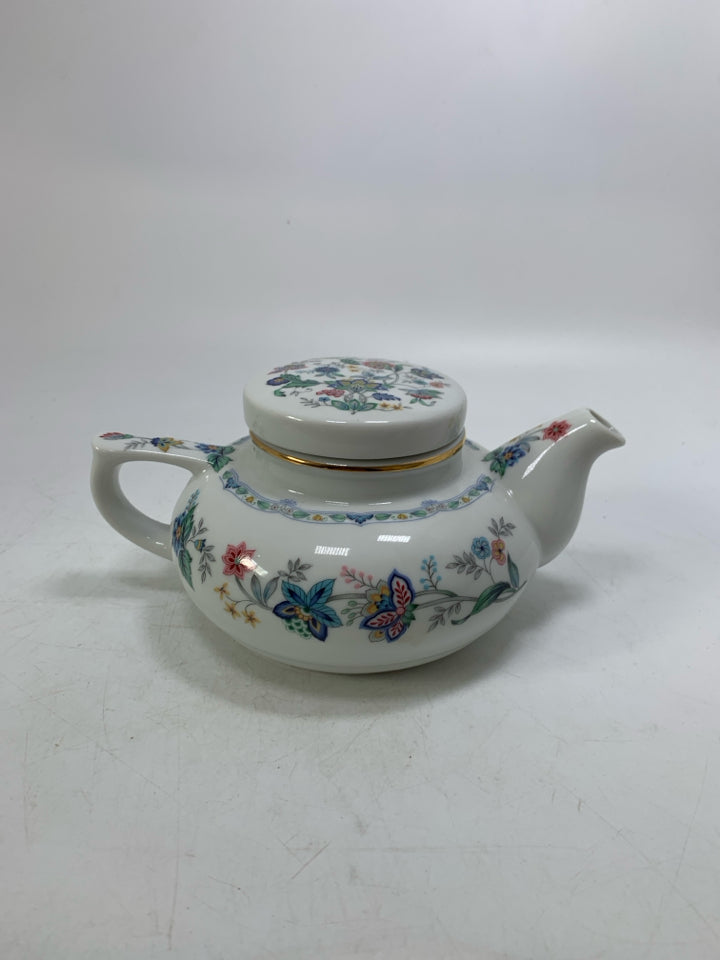 SHORT FLORAL TEA POT.