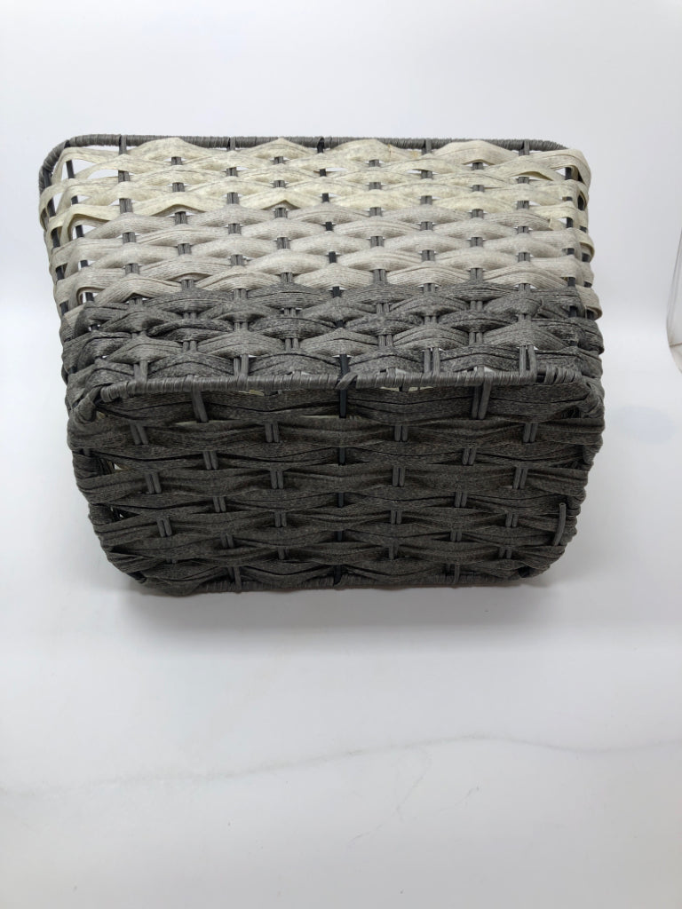 GRAY GRADIENT WOVEN BASKET.