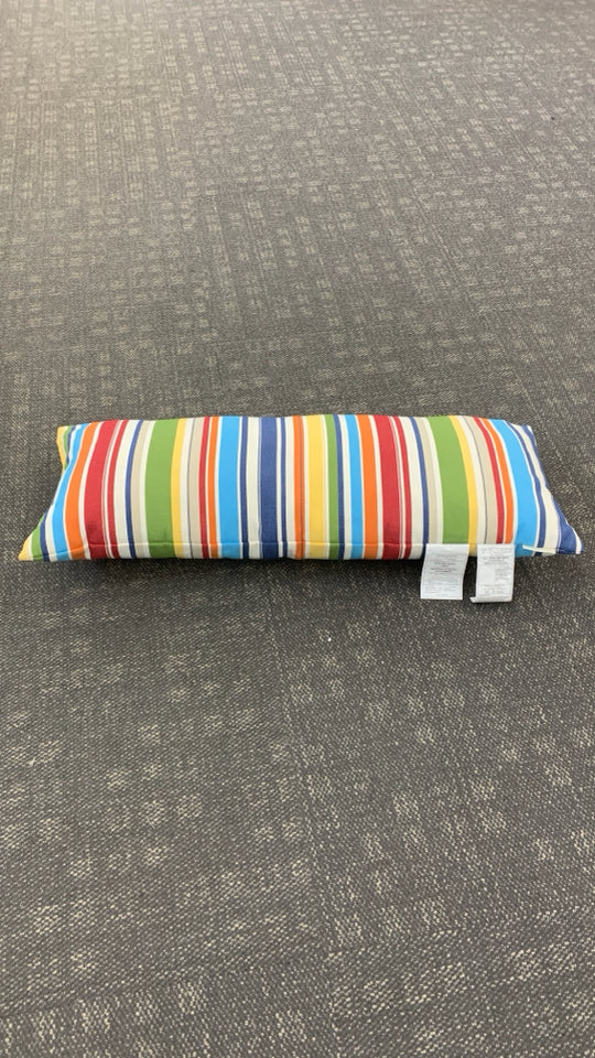 MULTI-COLORED STRIPED LONG POTTERY BARN PILLOW.