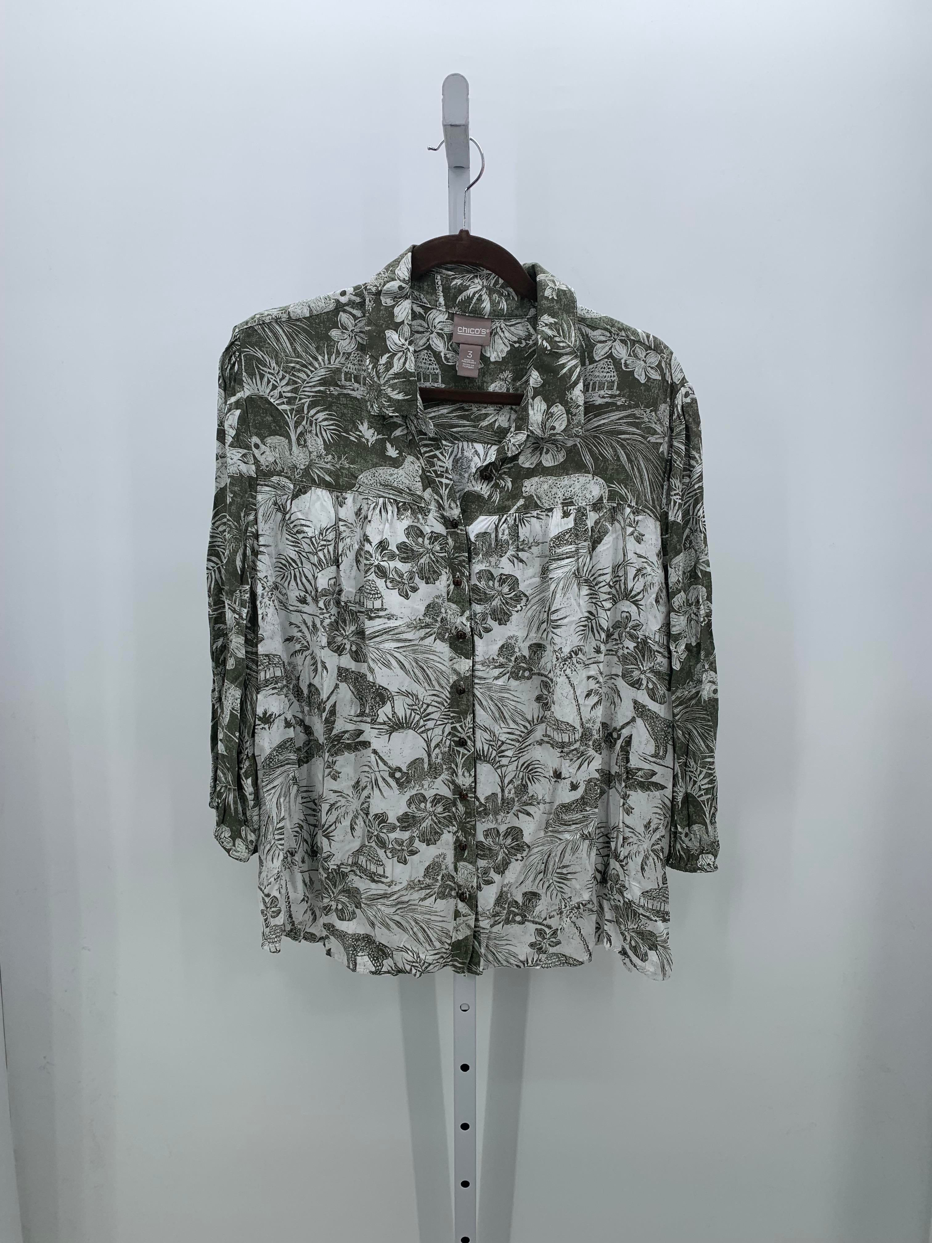 Chico's Size Large Misses 3/4 Sleeve Shirt