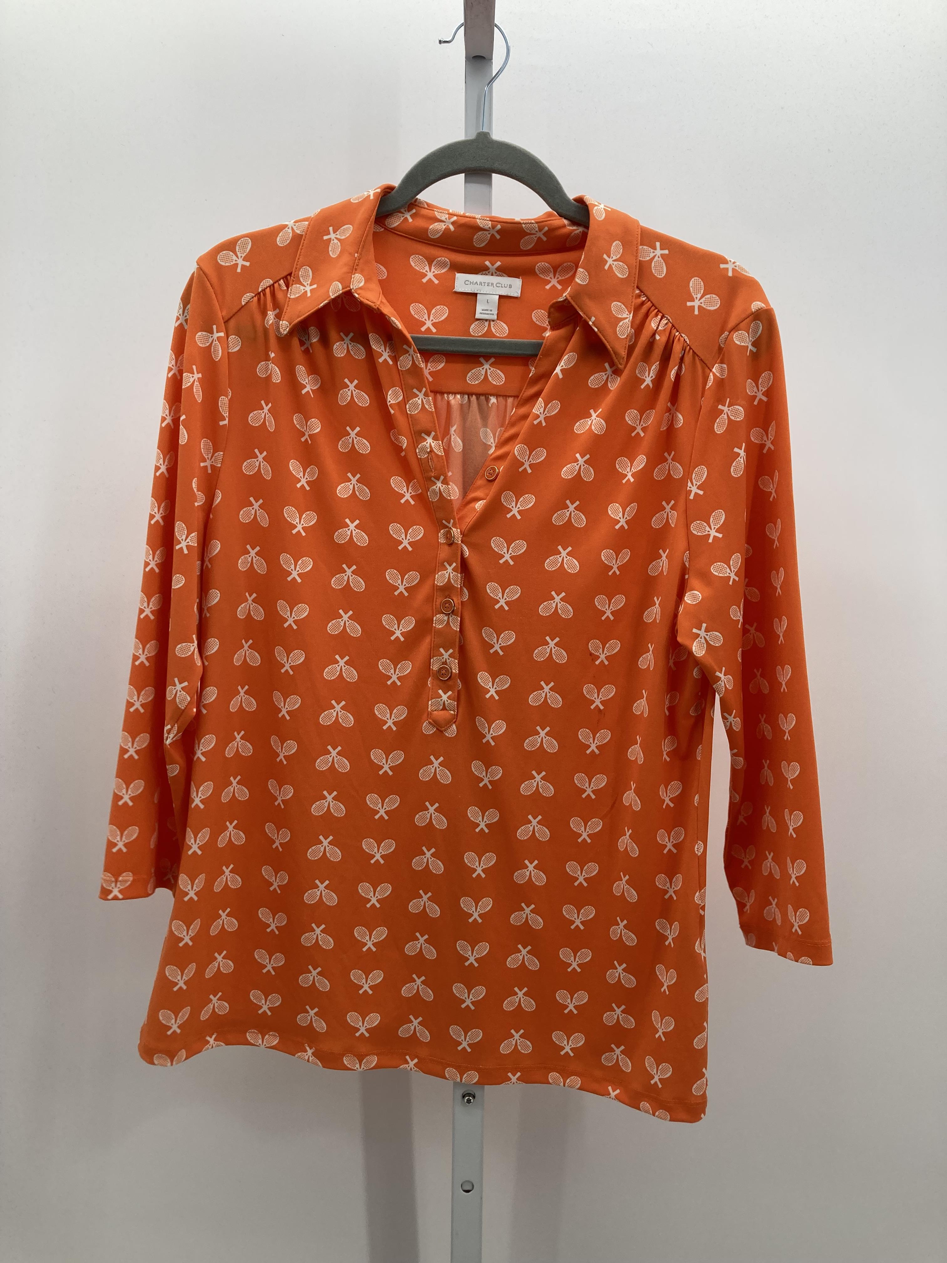 Charter Club Size Large Misses 3/4 Sleeve Shirt