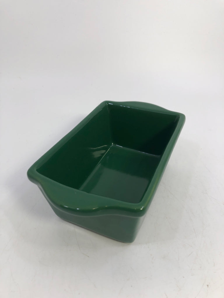 JADE GLAZED STONEWARE LOAF PAN.