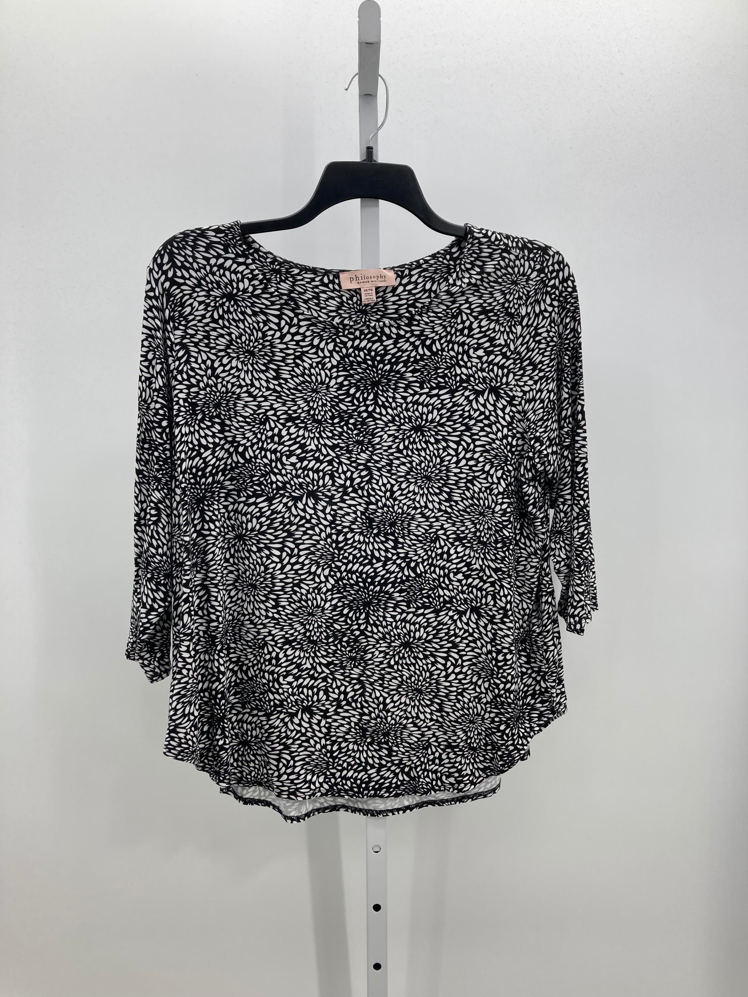 philosophy Size 1X Womens 3/4 Sleeve Shirt
