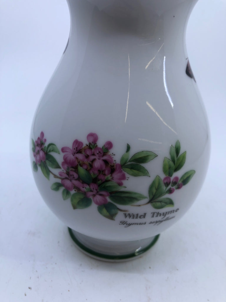 VTG THYME AND MUSTARD- WORCESTER HERBS PAINTED VASE.