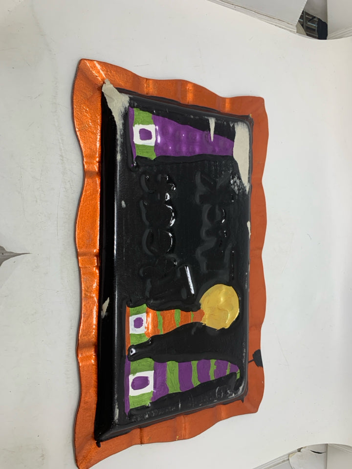 TRICK OR TREAT LARGE GLASS PLATTER.