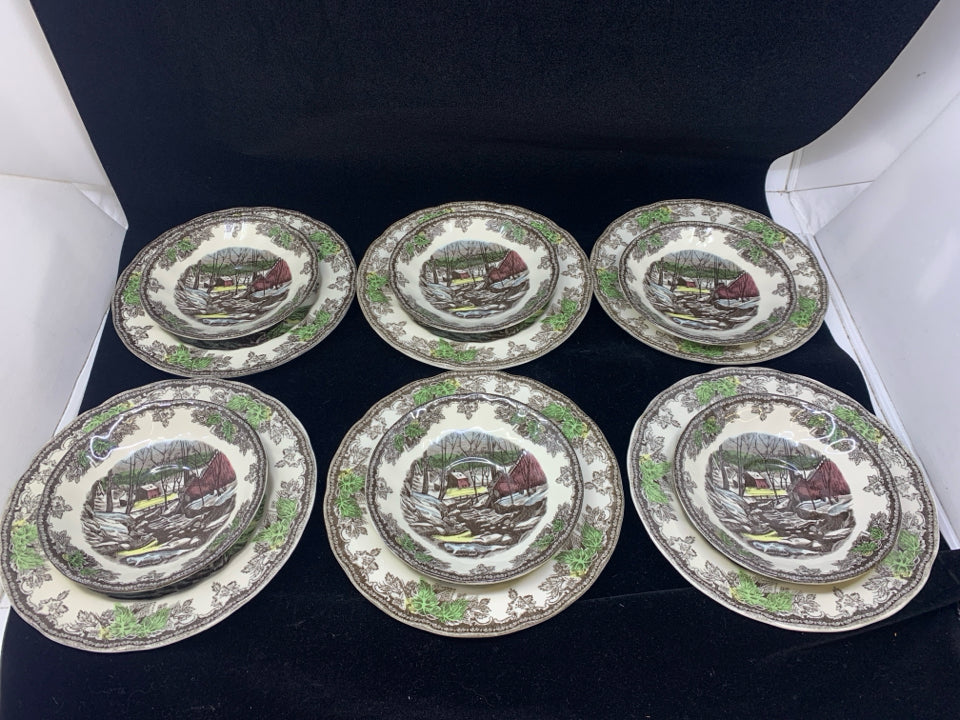 18PC VTG DESSERT SET- 6 CUPS, 6 DESSERT PLATES, 6 SAUCERS.