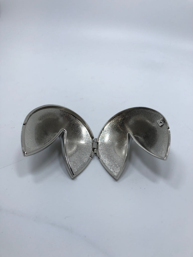 METAL FORTUNE COOKIE BOX.