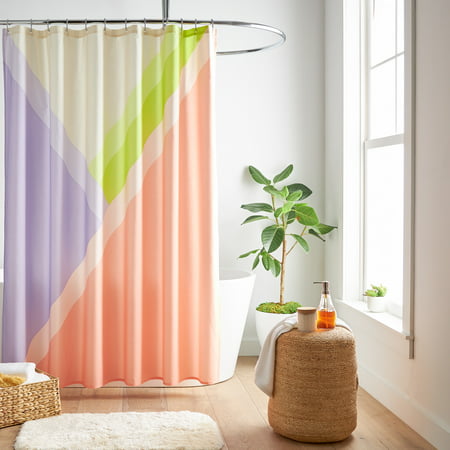 Mainstays Colorblock Leia Shower Curtain Multi Polyester 72 X 72 -