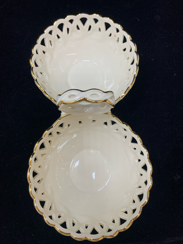 LENOX DOUBLE BASKET WEAVE CANDY DISH.
