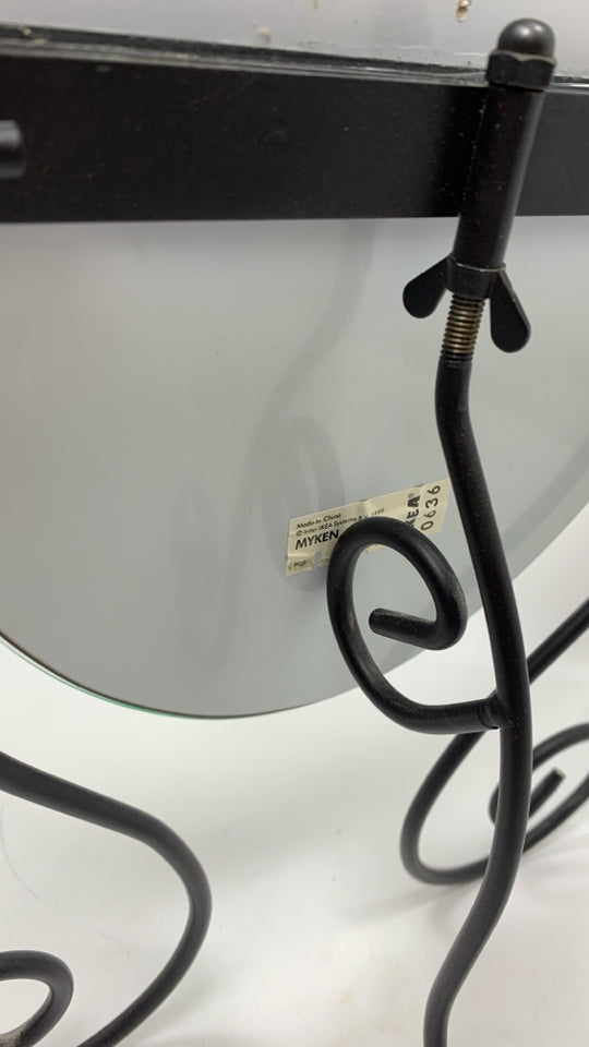BLACK SCROLL TABLE MIRROR.