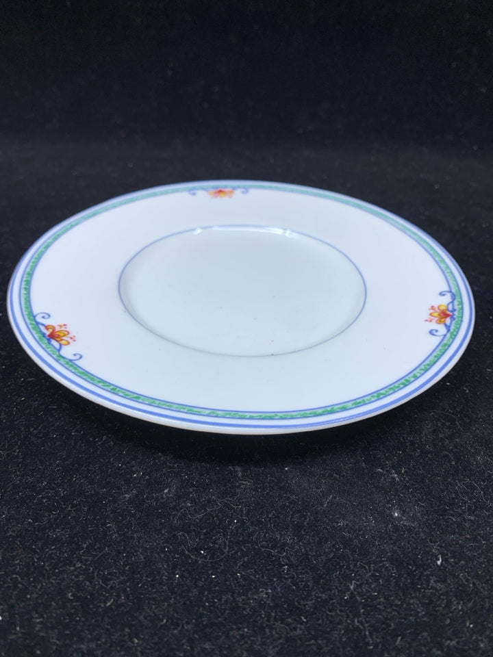 COVENTRY BLUE AND ORANGE FLORAL TEACUP AND SAUCER.