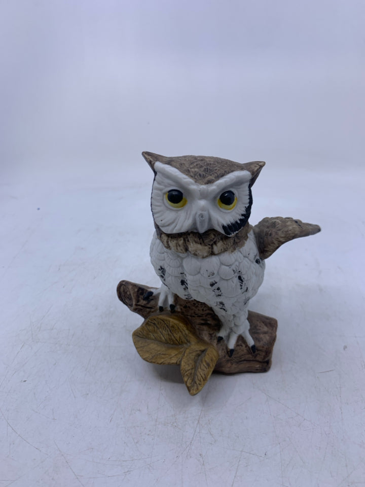 CERAMIC BARN OWL ON BRANCH.