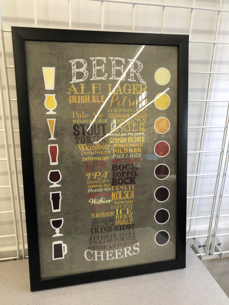 BEER ALE LAGER FRAMED PRINT.
