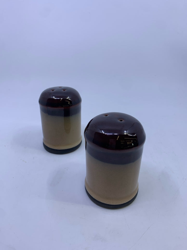 BROWN OMBRE SALT AND PEPPER SHAKERS.