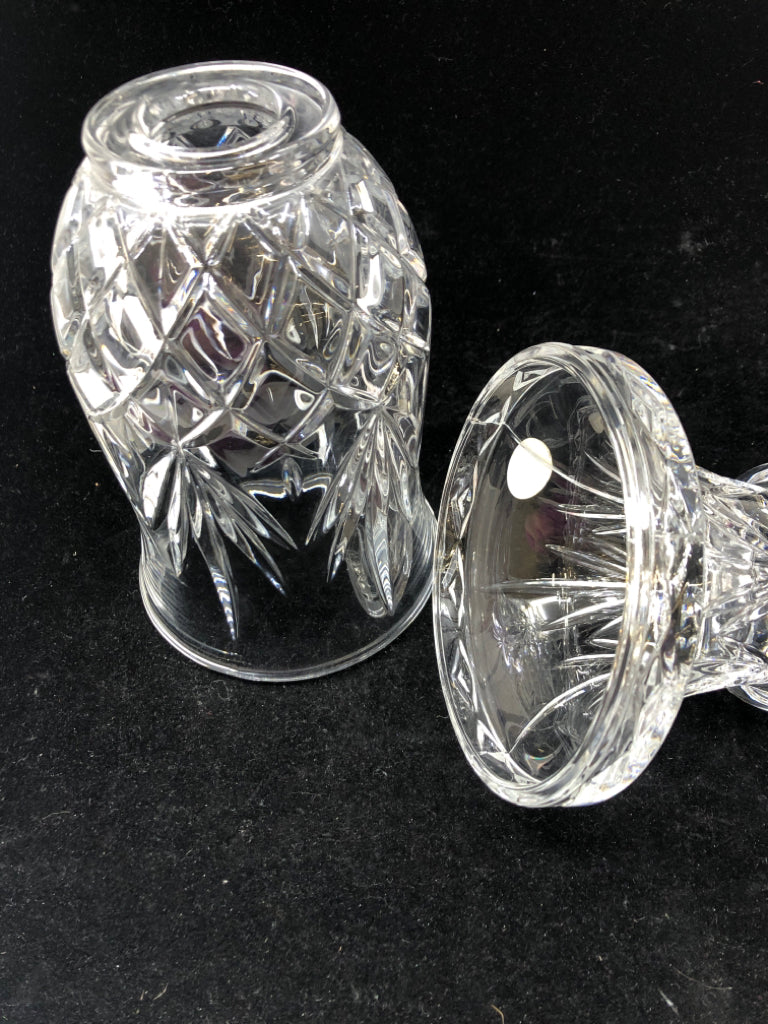 2PC LEAD CRYSTAL CANDLE HOLDER.