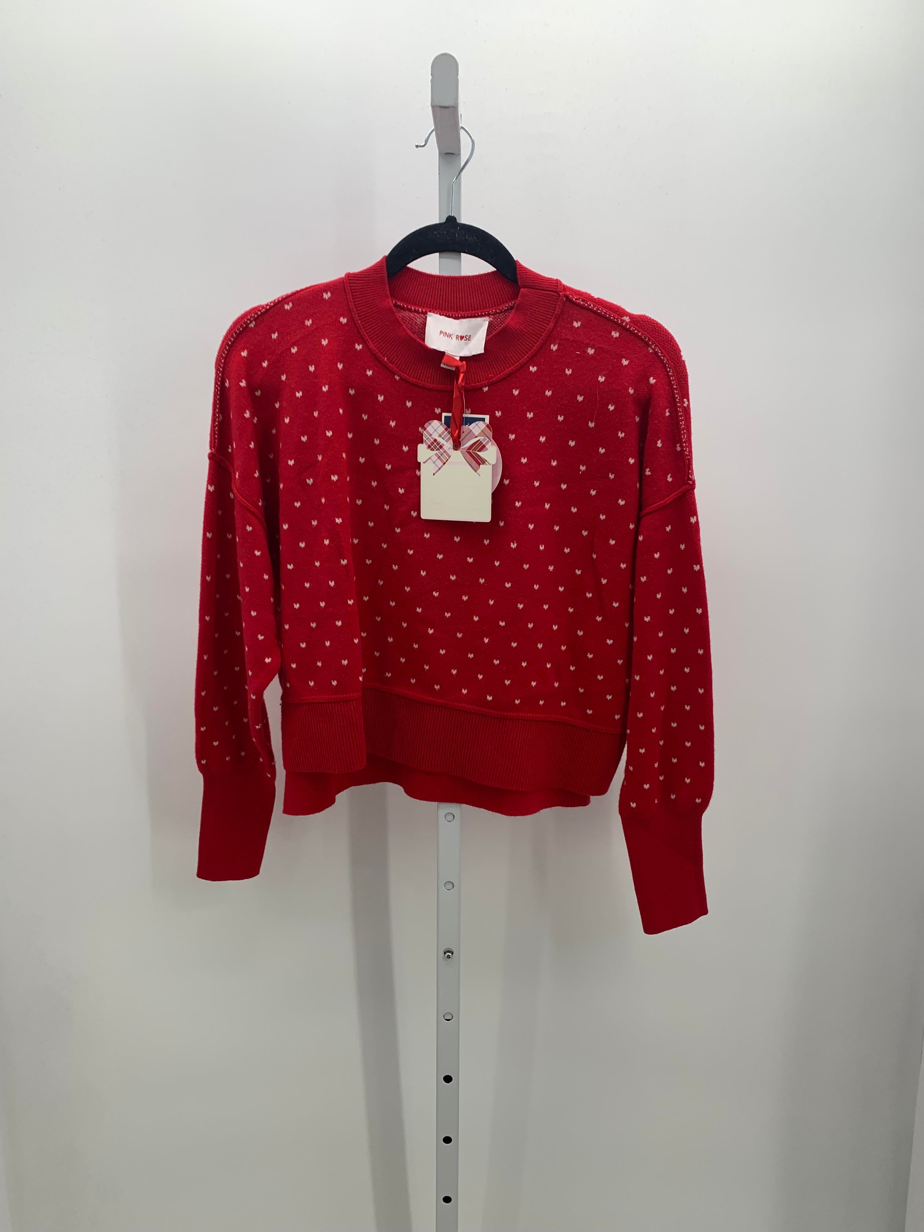 Pink Rose Size X Small Juniors Long Sleeve Sweater